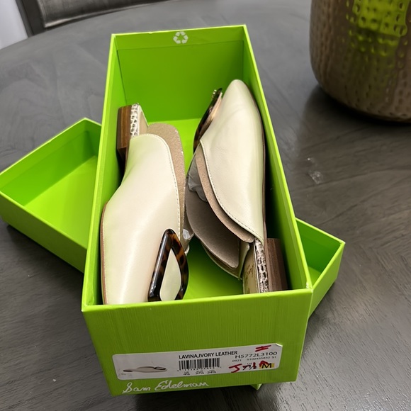 Womens Sam Edelman Mules | Lavina Buckle Mule Modern Ivory Leather - Picture 2 of 14